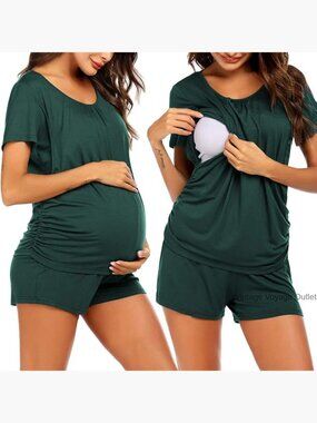 Maternity Nursing Pajama Set Soft Postpartum Lounge Wear Breastfeeding